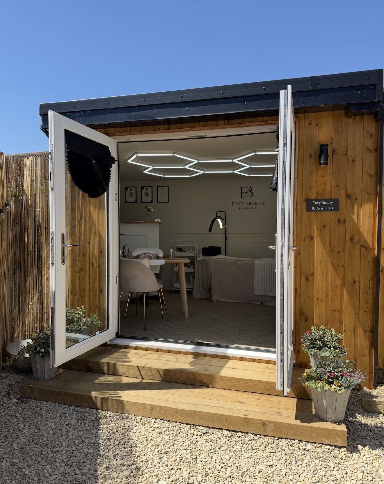 Outside the Envy Beauty garden studio